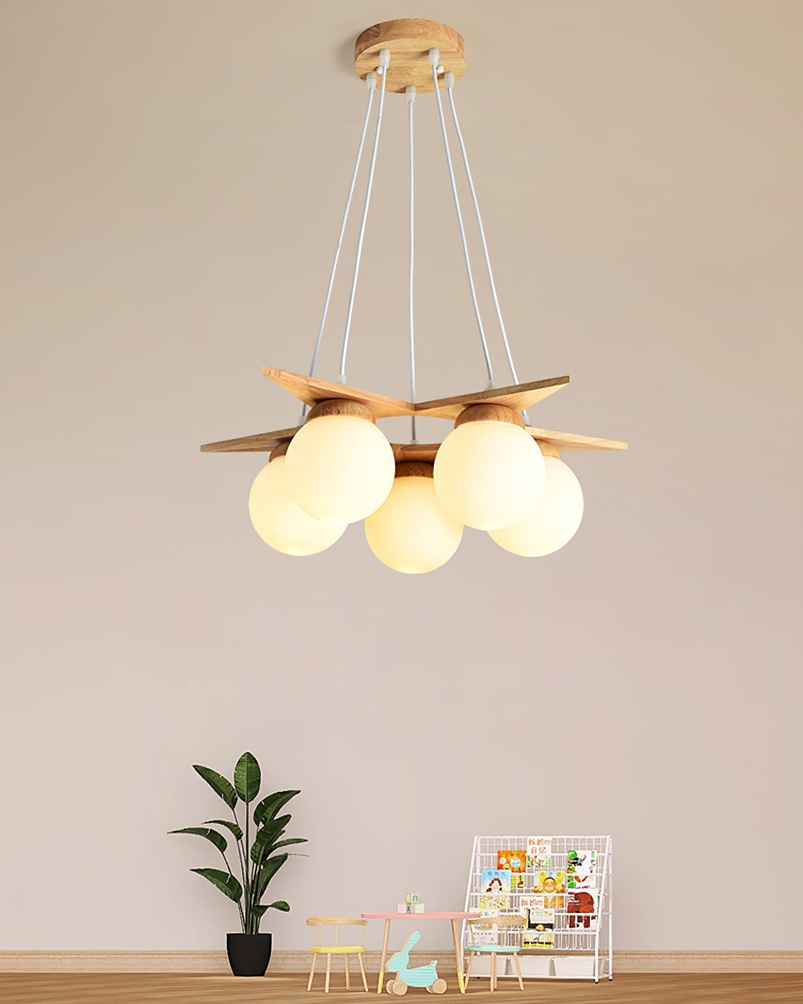 Zothaus Lustre Bois Verre Étoile Art Nordique Premium - Neutralighting