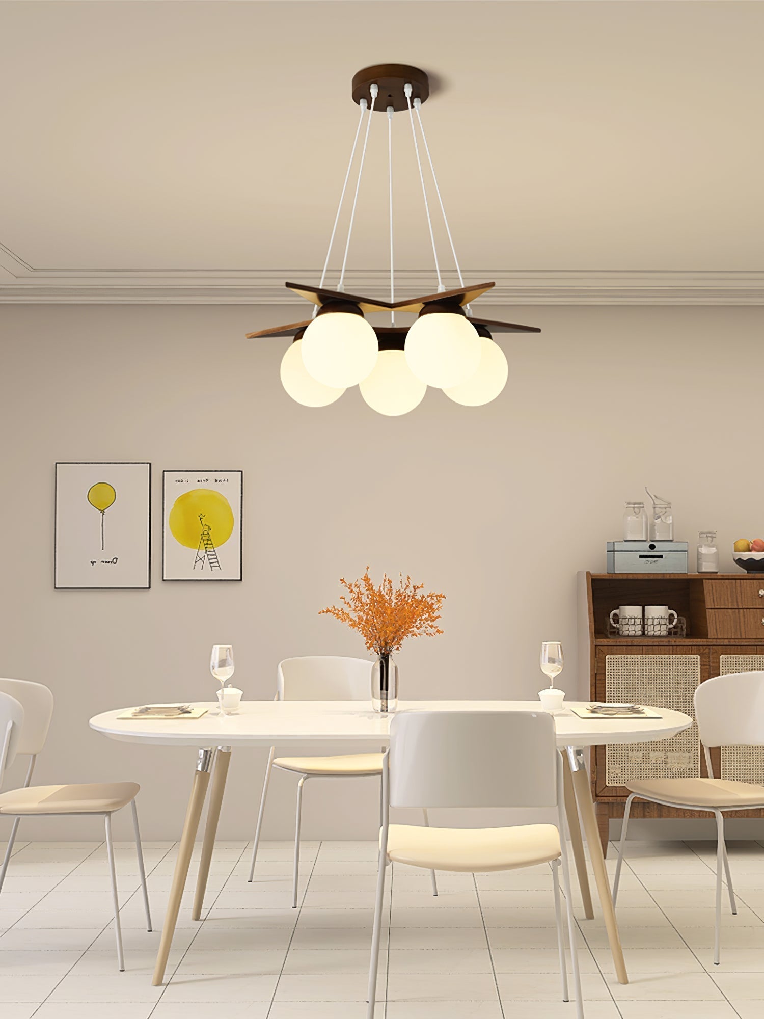 Zothaus Lustre Bois Verre Étoile Art Nordique Premium - Neutralighting