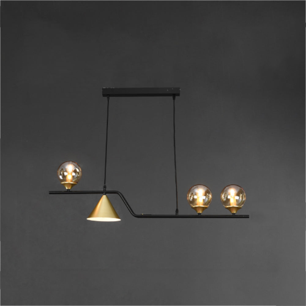 Ray Moderne LED Suspension Noir/Or Verre Salon/Chambre à Coucher - Neutralighting