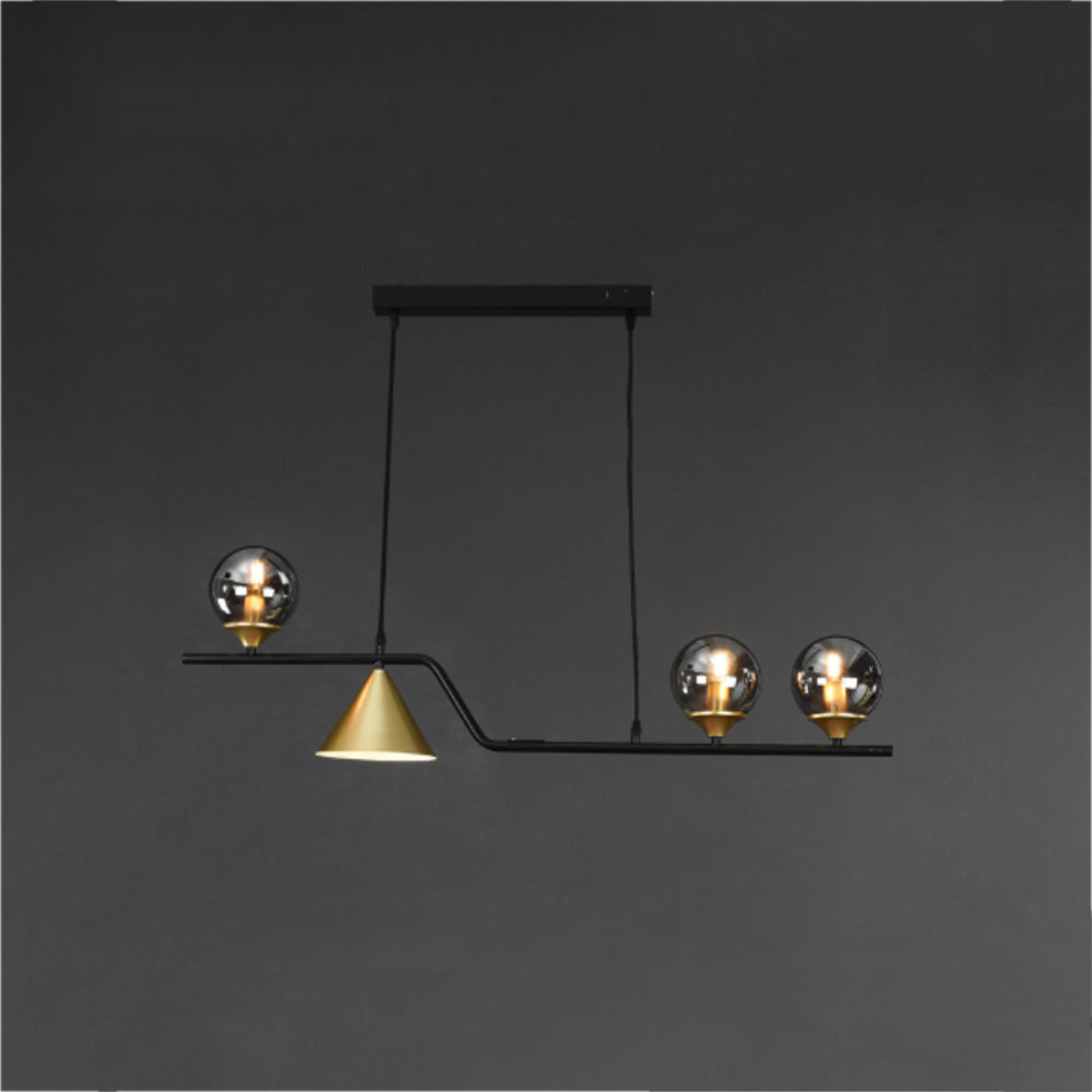 Ray Moderne LED Suspension Noir/Or Verre Salon/Chambre à Coucher - Neutralighting