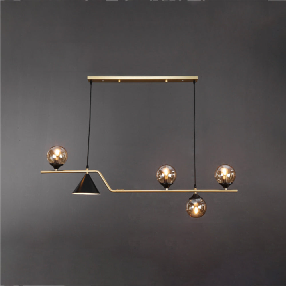 Ray Moderne LED Suspension Noir/Or Verre Salon/Chambre à Coucher - Neutralighting