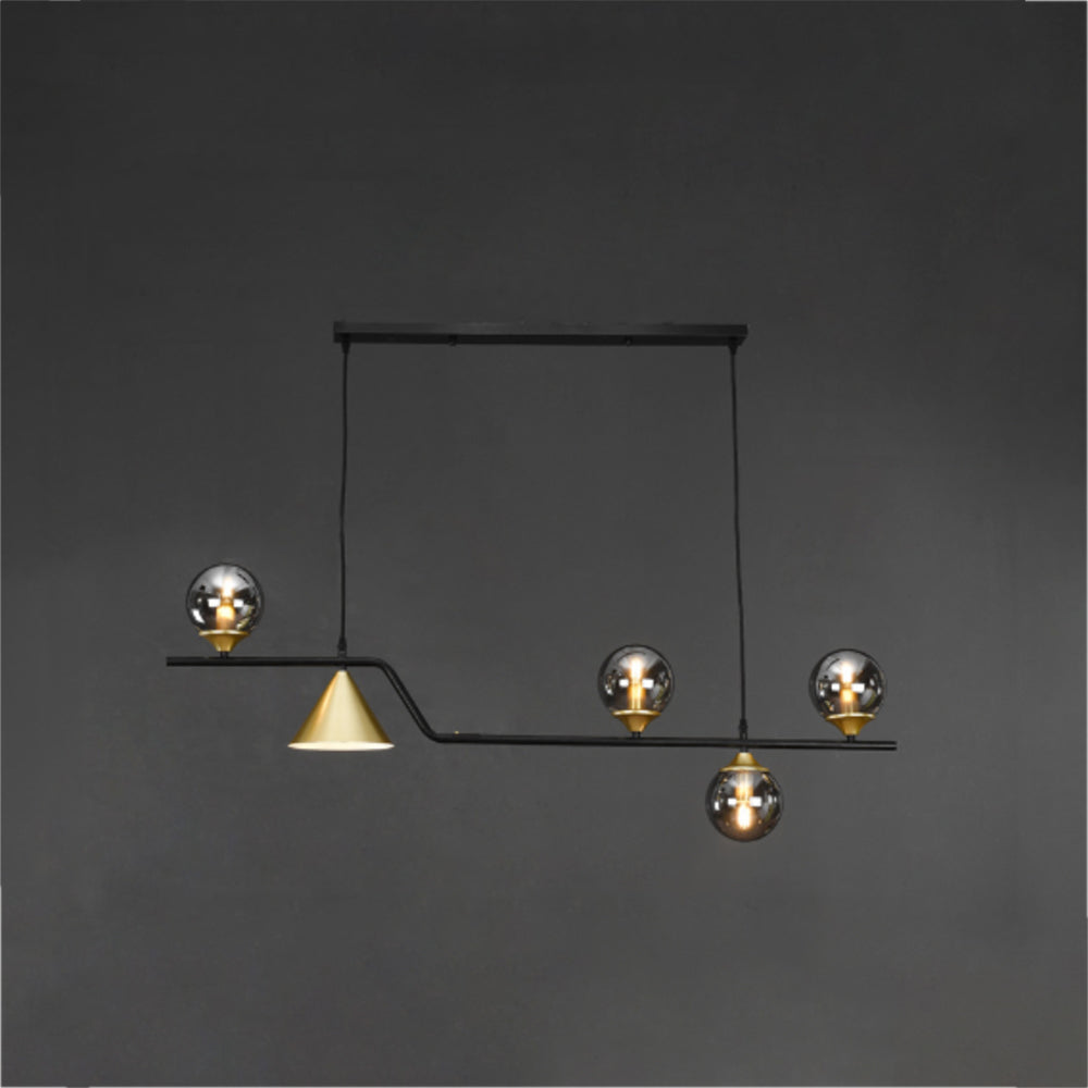 Ray Moderne LED Suspension Noir/Or Verre Salon/Chambre à Coucher - Neutralighting