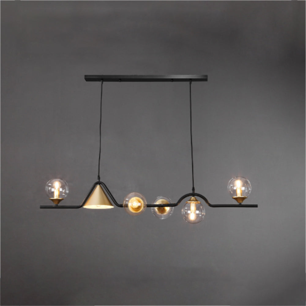 Ray Moderne LED Suspension Noir/Or Verre Salon/Chambre à Coucher - Neutralighting