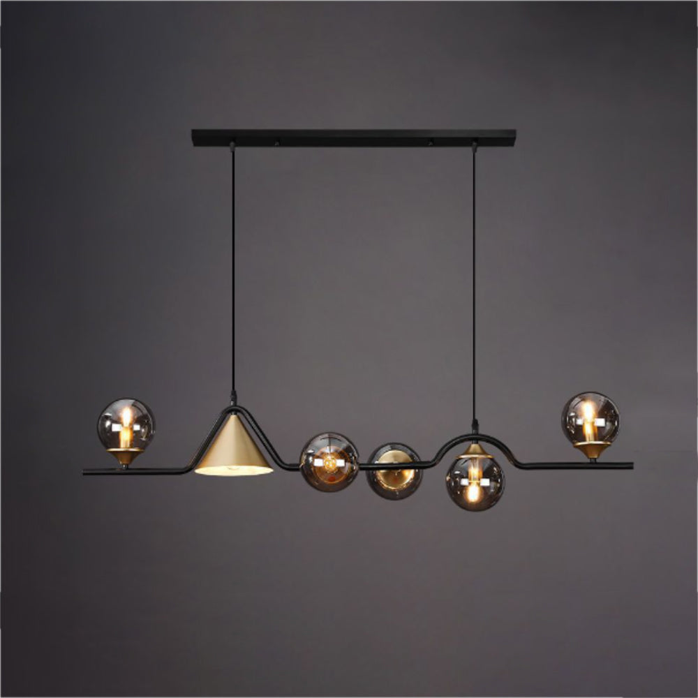 Ray Moderne LED Suspension Noir/Or Verre Salon/Chambre à Coucher - Neutralighting