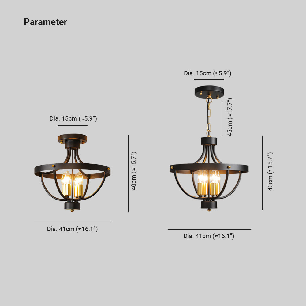 Silva Vintage LED Suspension Noir Métal Salon/Chambre à Coucher - Neutralighting