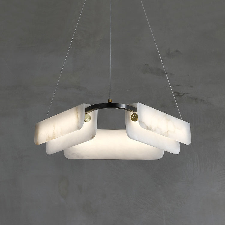 Syphaen Postmodern Luxury Metal Alabaster Chandelier - Lamp Copper