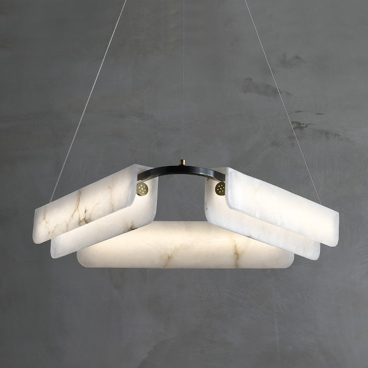 Syphaen Postmodern Luxury Metal Alabaster Chandelier - Lamp Copper