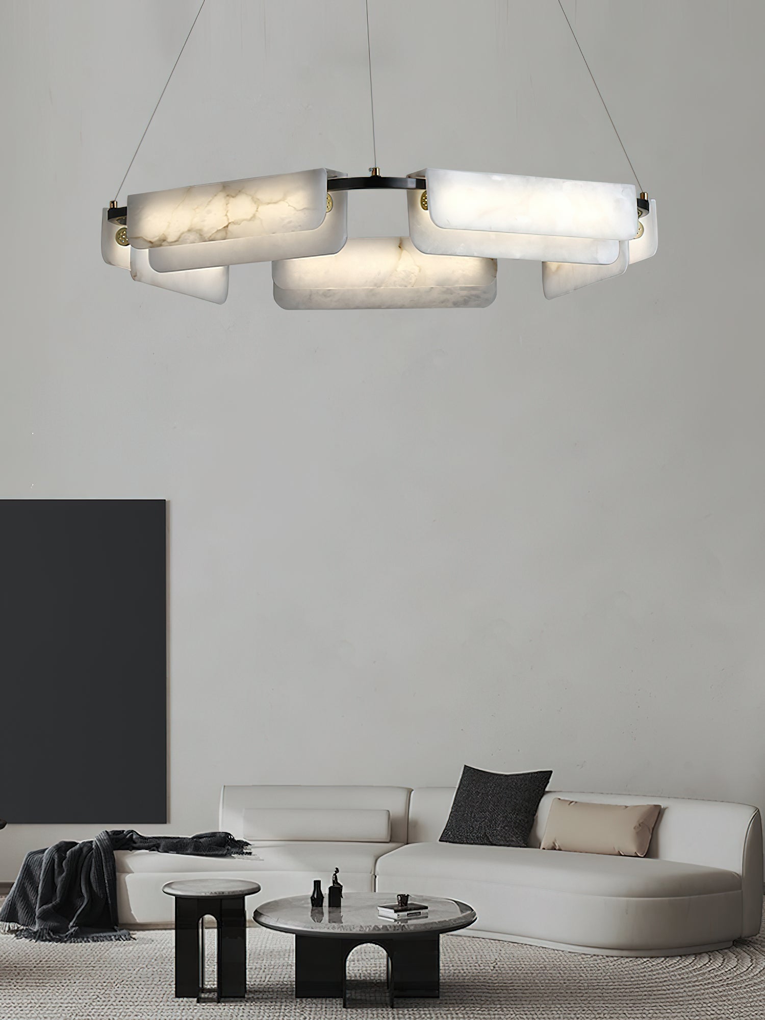 Syphaen Postmodern Luxury Metal Alabaster Chandelier - Lamp Copper