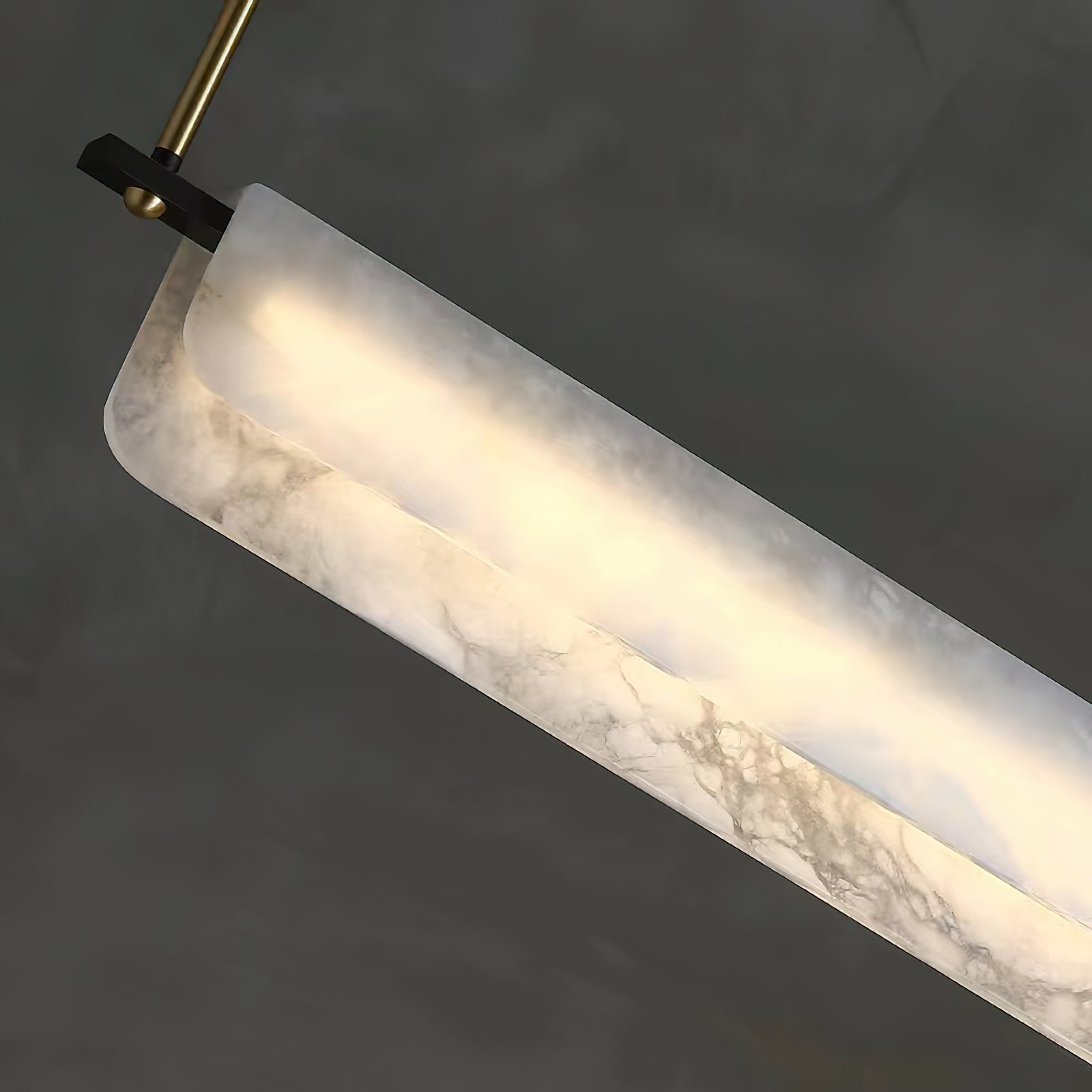 Eshaisra Modern Minimalist Metal Alabaster Pendant Light - Lamp Copper
