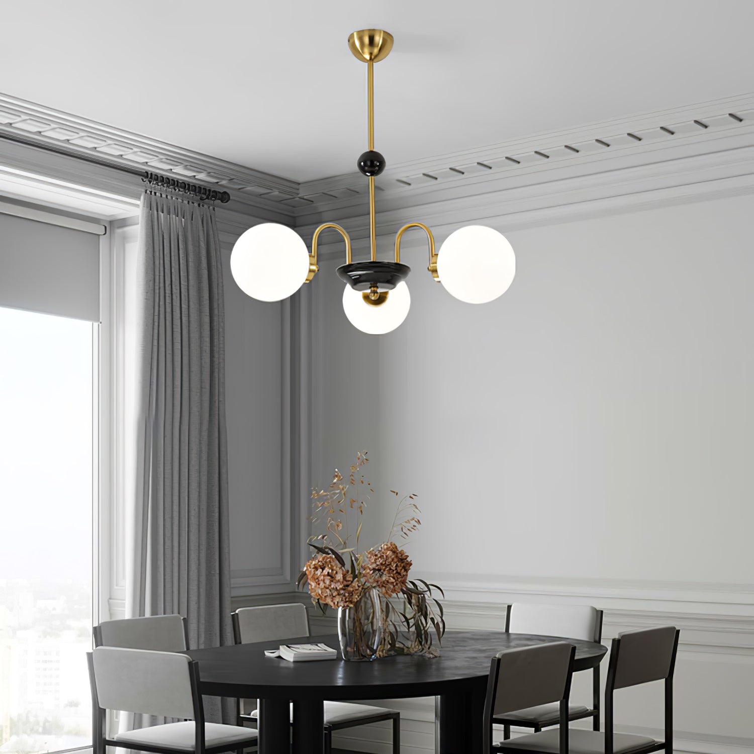 Lustra Chandelier Cadre en Tige et Blanc - Neutralighting