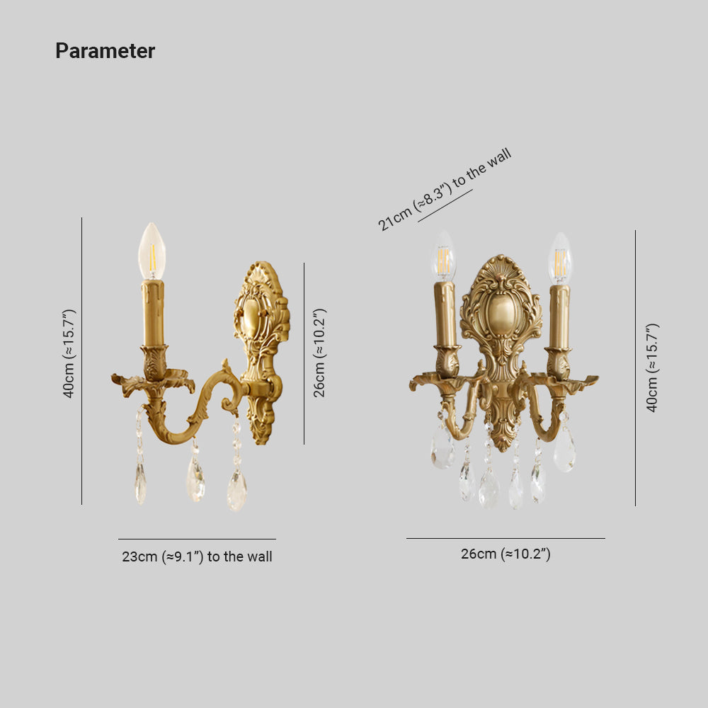 Silva Luxe Vintage LED Intérieur Applique Murale Métal Cristal Salon Couloir
