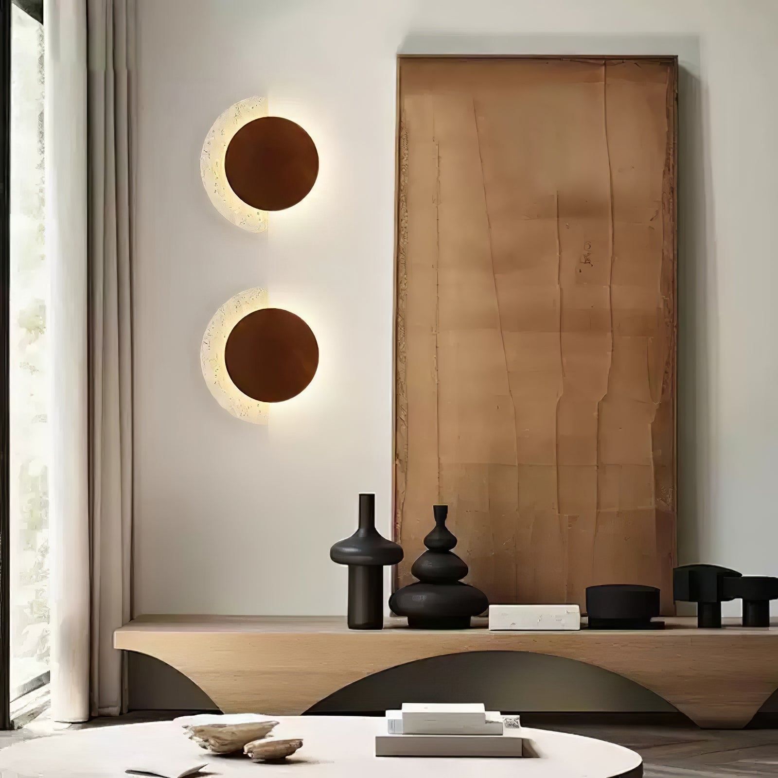 Coraeen Applique Murale Demi-Lune en Travertin - Neutralighting