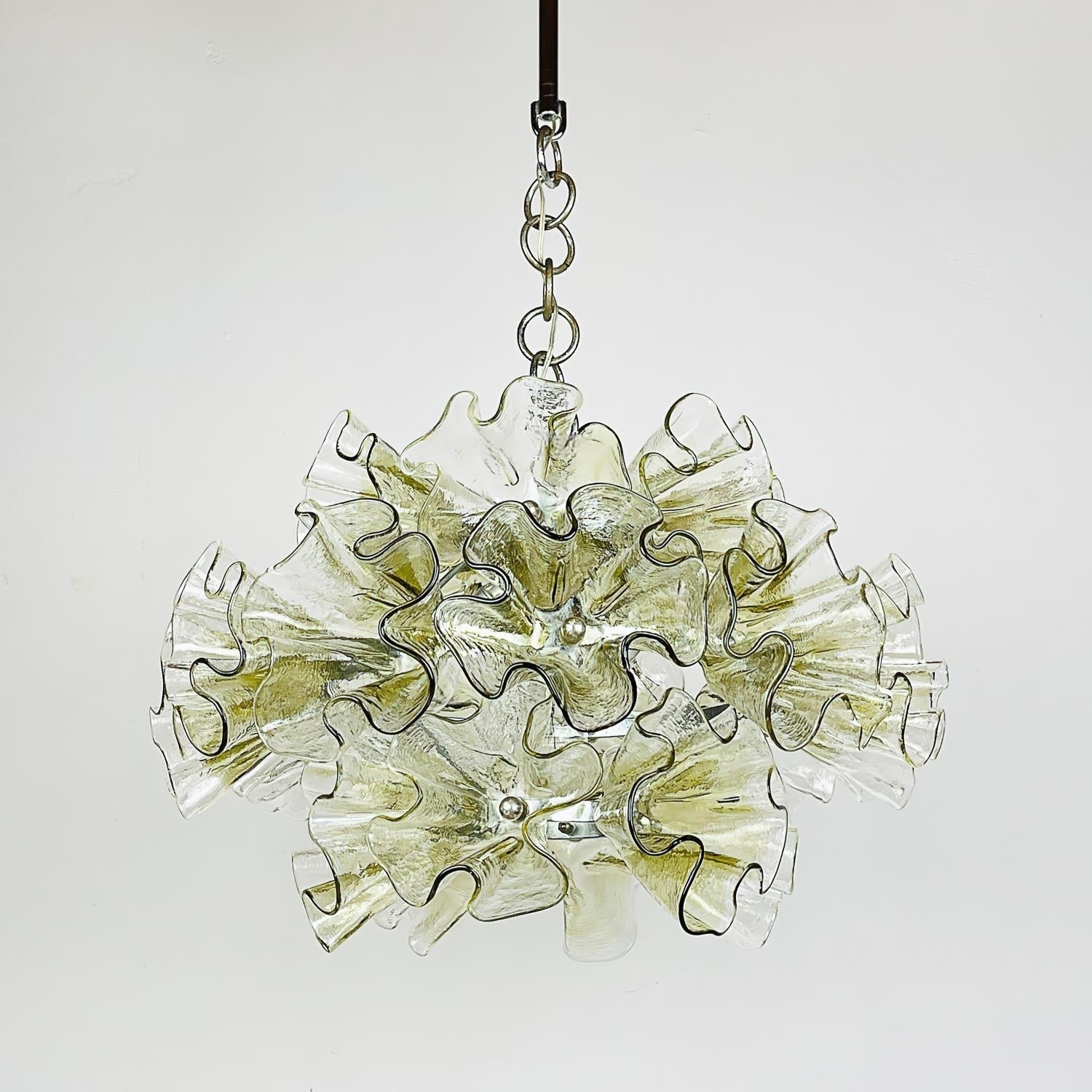 Zerelle Lampe Pendante Verre Froncé Fleur - Neutralighting