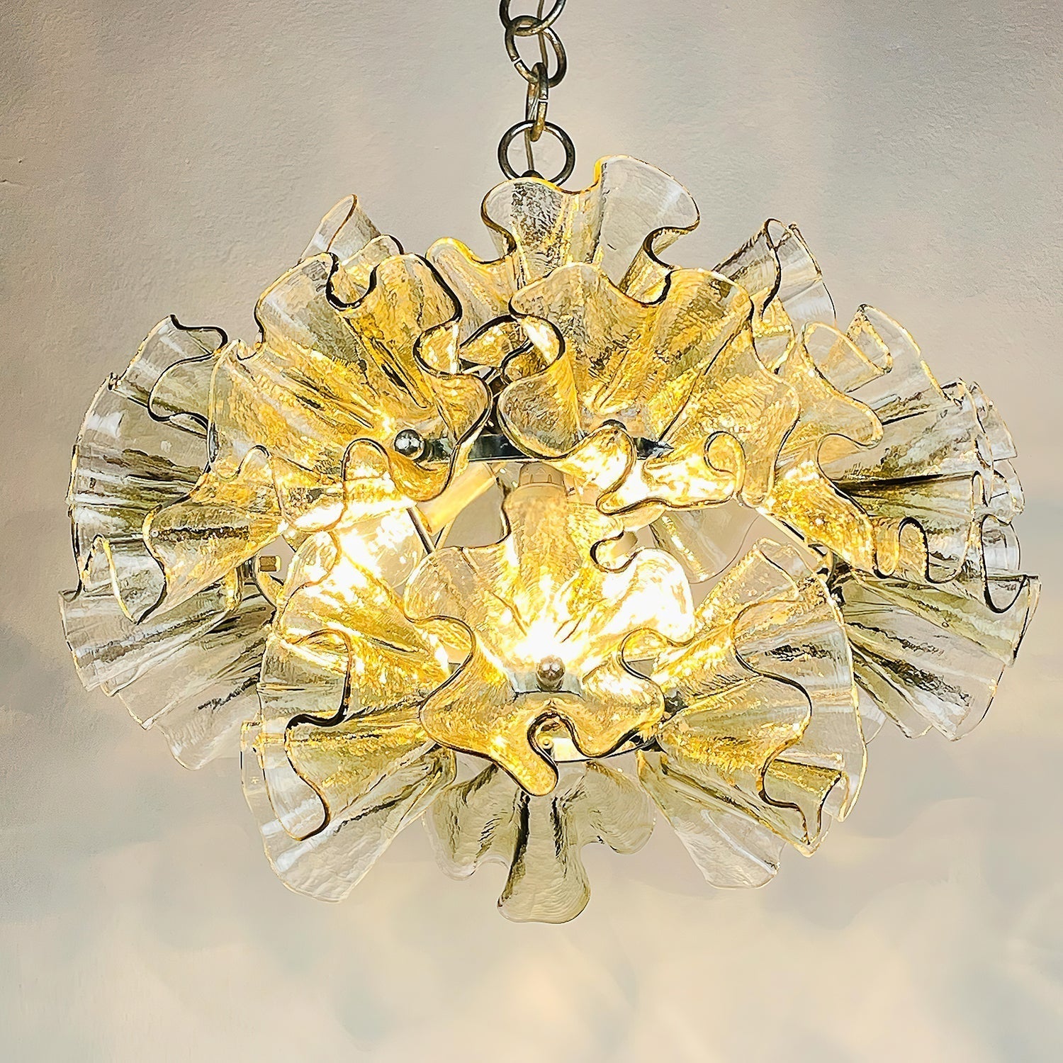 Zerelle Lampe Pendante Verre Froncé Fleur - Neutralighting