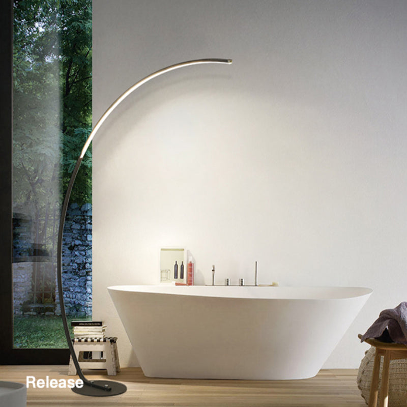 Ray Lampadaire Arche Moderne, Métal/Acrylique, Blanc/Noir, Salon - Neutralighting