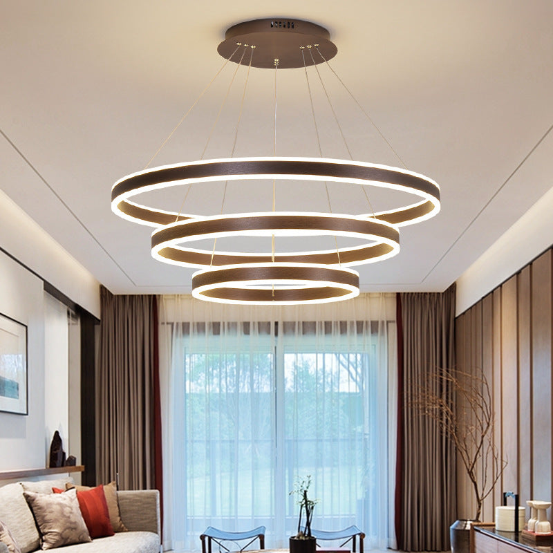 Arisha Led Suspension Cercle Minimaliste, Acrylic/Metal, Brun, Chambre - Neutralighting