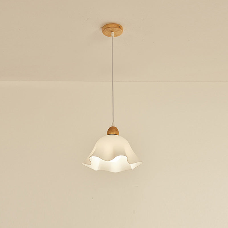 Muto Suspension Minimaliste en Forme de Fleure, Acrylique/Bois, Blanc, Salon/Salle à Manger - Neutralighting
