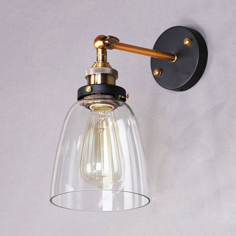 Epoch Applique Murale Dôme Vintage, Métal/Verre, Noir, Salon/Chambre - Neutralighting