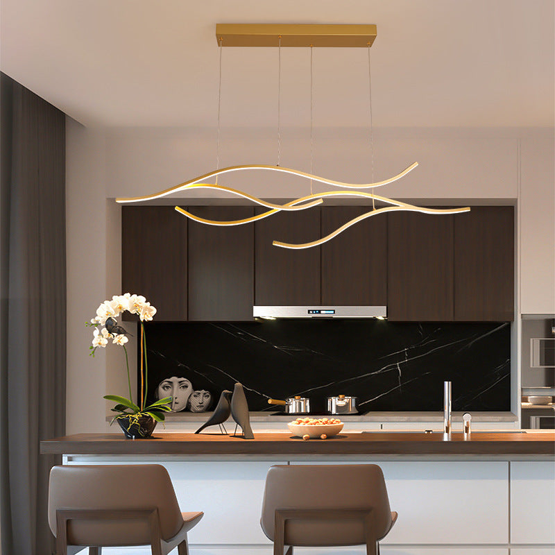 Nayel Luminaires Suspension linéaire. LED Noir/Or. Salon - Neutralighting