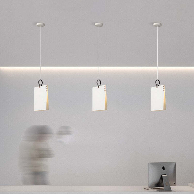Arisha Suspension Carré Contemporaine, Métal/Tissu, Blanc/Gris, Chambre à Coucher/Librairie - Neutralighting