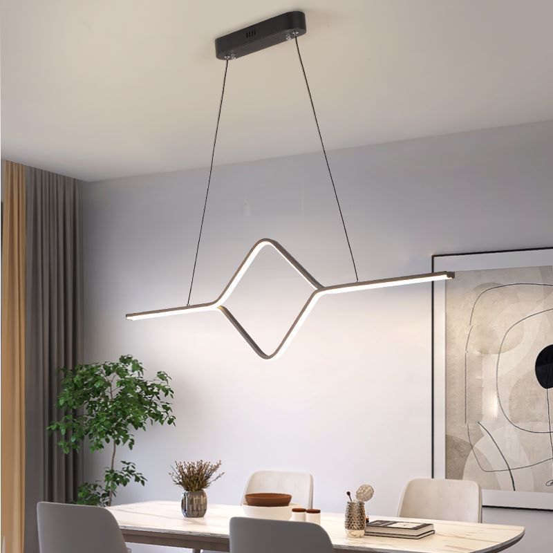 Arisha Suspension Linéaire Simple et Moderne, Métal/ Acrylique, Noir/Or, Salle à Manger - Neutralighting
