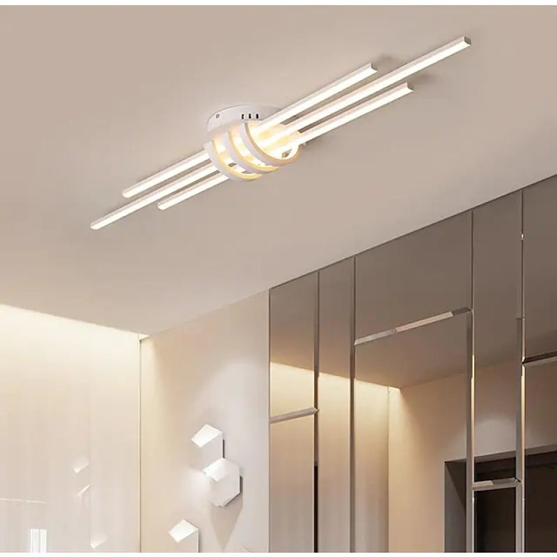 Ray Plafonnier Linéaire Minimaliste, Métal/Gel de Silice, Noir/Blanc, Salon - Neutralighting