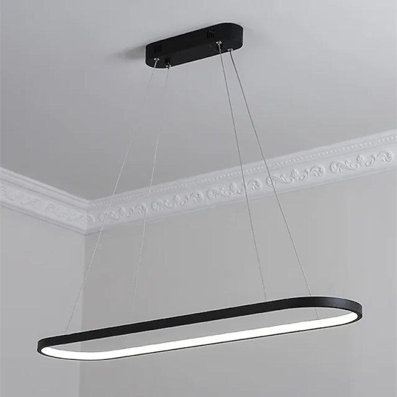 Arisha Suspension Ovale Moderne, Métal/Gel de Silice, Blanc/Noir/Or, Bar - Neutralighting