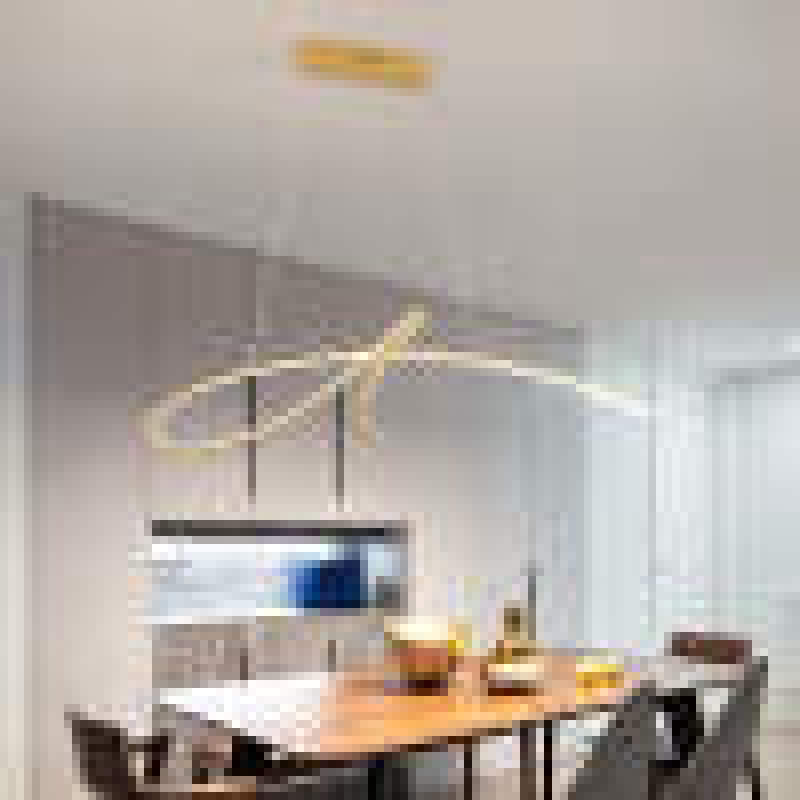 Arisha Suspension Linéaire Simple, Métal, Noir/Or, Salon - Neutralighting