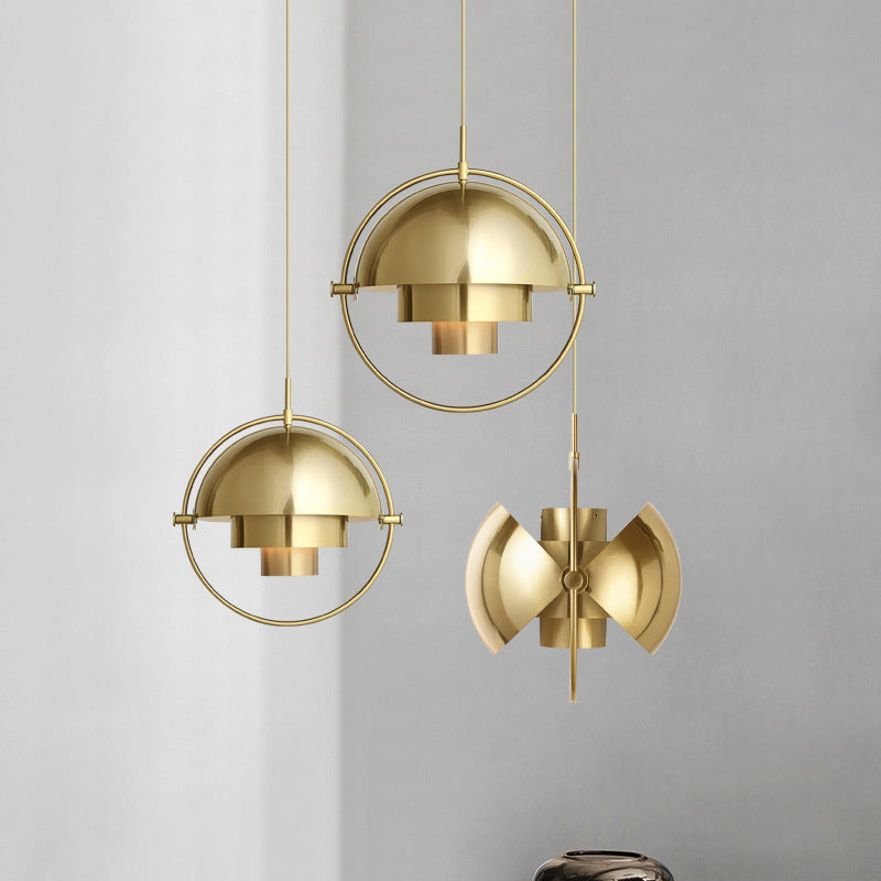 Arisha Luminaires Suspension LED Anneau Rétro Métal Chrome/Or Salon - Neutralighting
