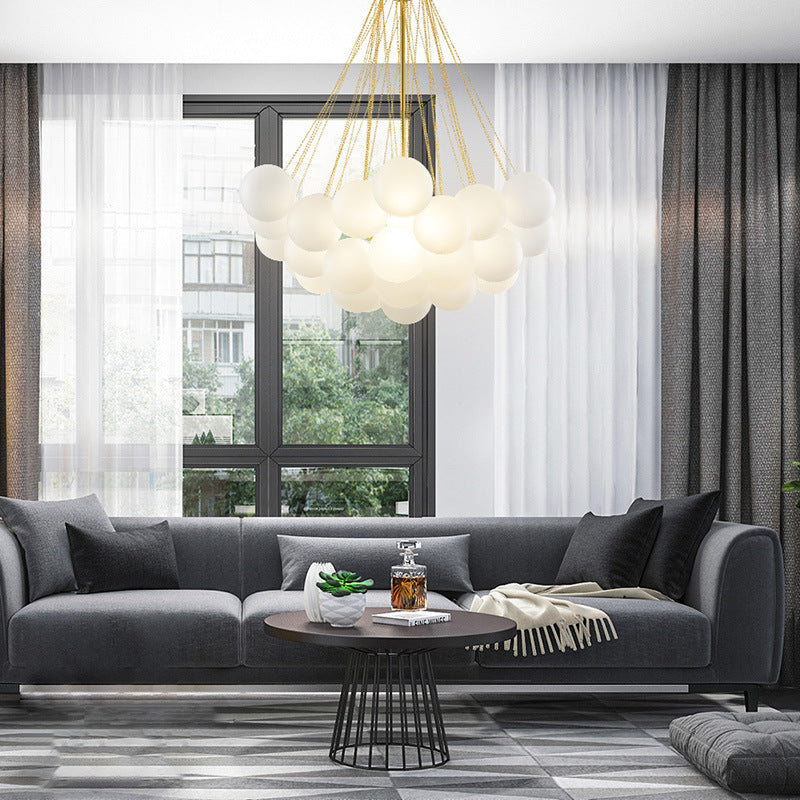 Valentina Lustre Globe Modenre, Fer/Verre, Noir/Blanc, Salon - Neutralighting