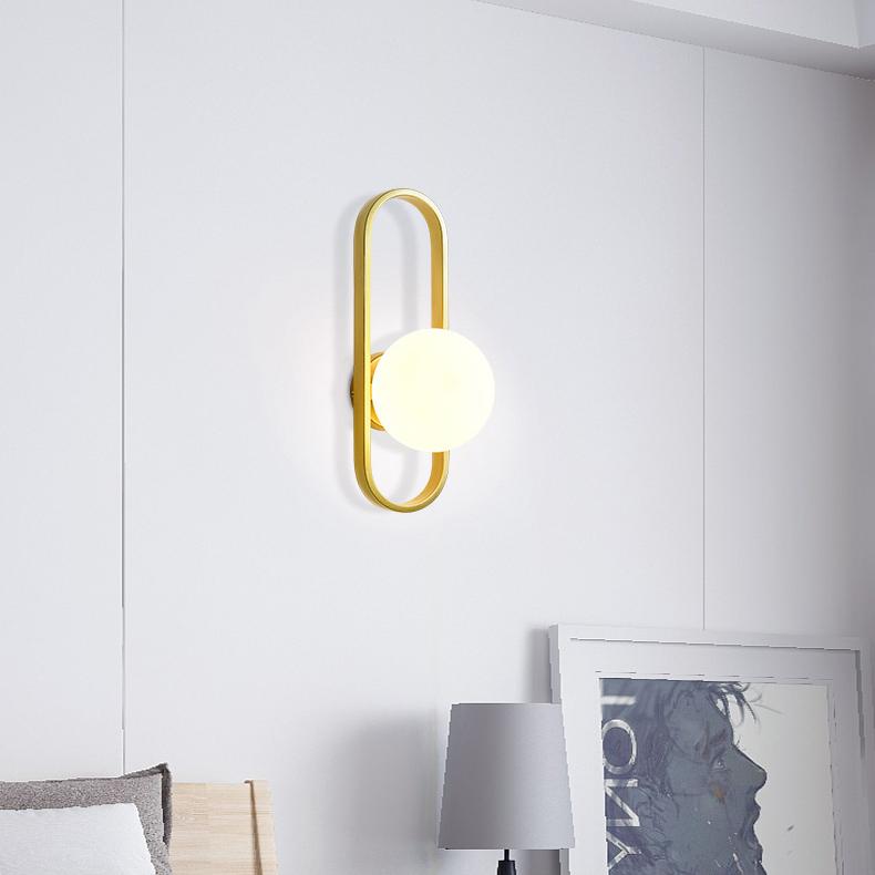 Valentina Applique Murale Globe Led Moderne, Métal, Or/Noir, Chambre - Neutralighting
