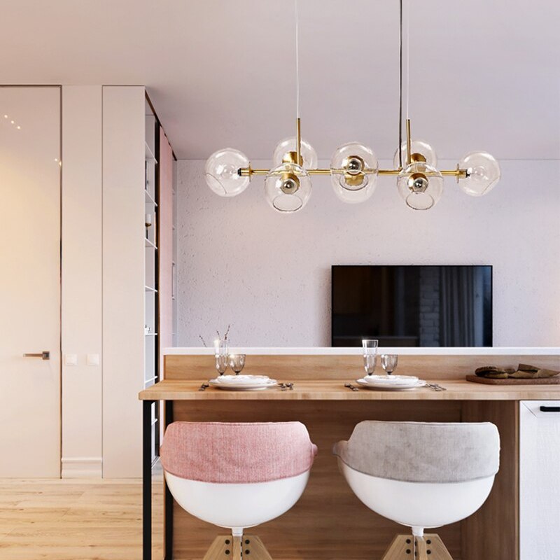 Valentina Suspension Boule Moderne Métal/Verre Noir/Doré Salon - Neutralighting