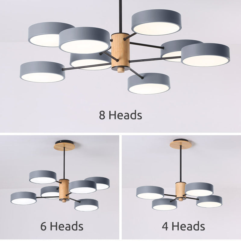 Arisha Plafonnier Cylindre Art Deco, Métal/Bois, Blanc/Vert/Gris, Salon - Neutralighting