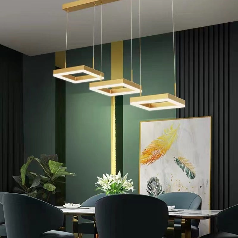 Arisha Suspension Rectangulaire Moderne, Metal/Acrylique, Or, Bureau - Neutralighting