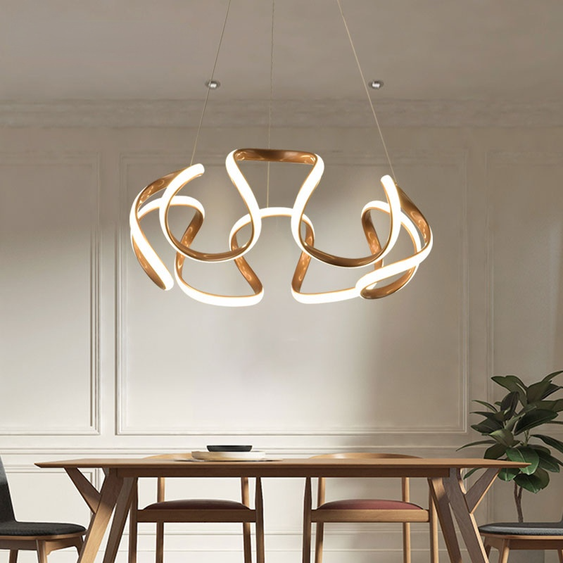 Clyra Suspension Linéaire Moderne Doré/Café/Gris. Salon - Neutralighting