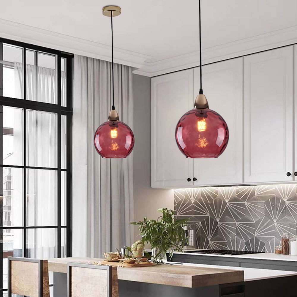 Water Ripple Suspension Boule Moderne Verre Rouge/Vert/Bleu Salon - Neutralighting