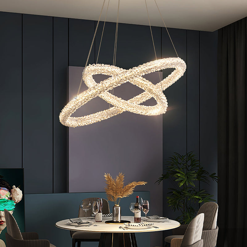 Kristy Suspension Anneau Minimaliste, Metal/Cristal, Blanc, Chambre - Neutralighting