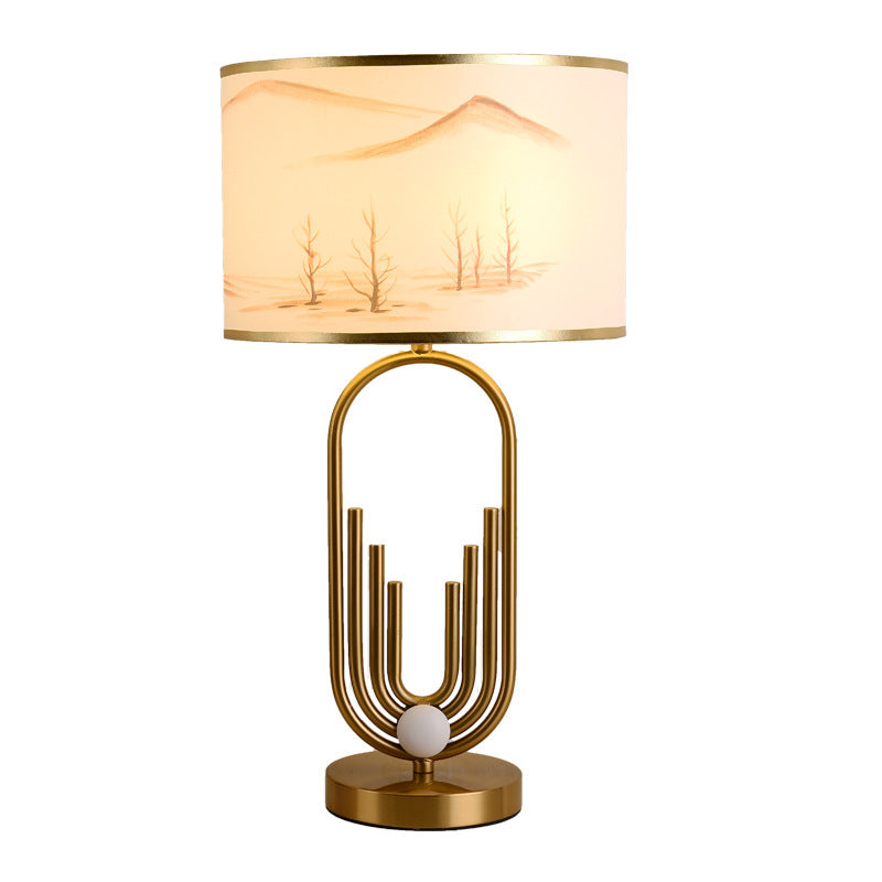 Mira Lampe de Table/Lampadaire Paysage Moderne, Métal/Tissu, Or, Salon - Neutralighting