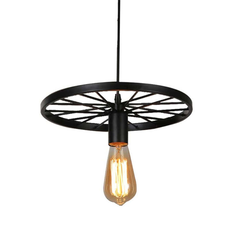 Silva Suspension Ronde Rétro, Métal, Noir/Rouille, Chambre à Coucher/Salon - Neutralighting