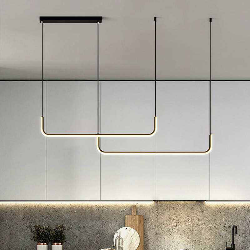 Clen Suspension Linéaire Minimaliste Or/Noir. Salon - Neutralighting