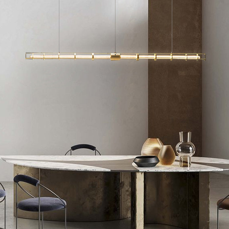 Ray Suspension Linéaire Moderne, Métal/Verre, Doré, Salon - Neutralighting