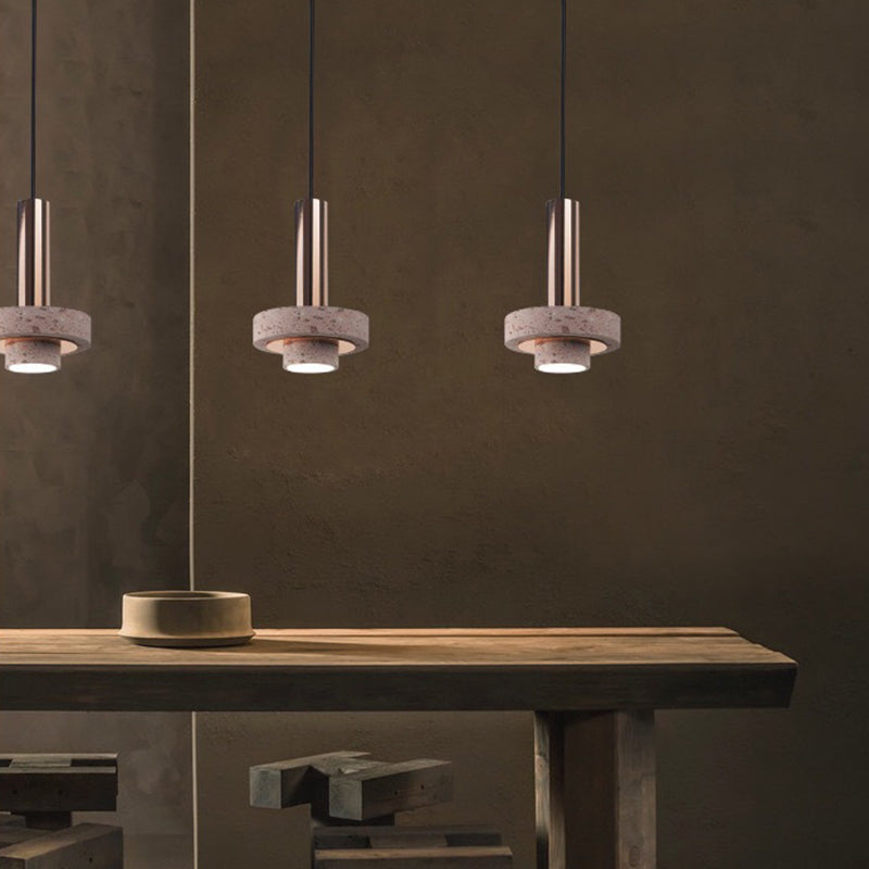 Aelith Suspension Cylindre Moderne Métal/Pierre Salle à Manger