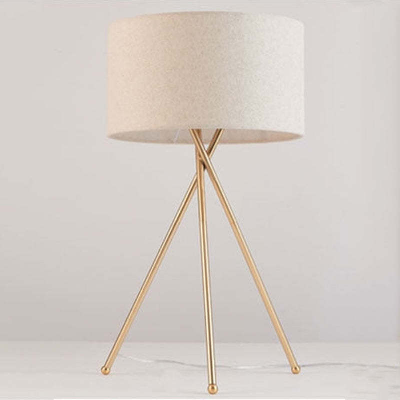 Mira Lampadaire/Lampe de Table Cylindre Moderne, Métal/Tissu, Blanc, Salon