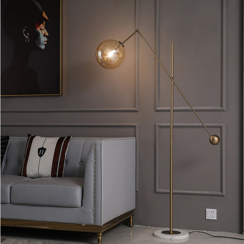 Valentina Lampadaire Globe Moderne, Métal/Verre, Or, Salon - Neutralighting