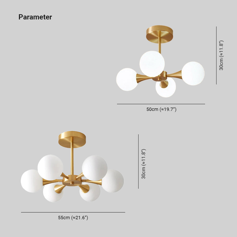 Valentina Suspension Boule Moderne, Laiton/Verre, Blanc/Claire, Salon - Neutralighting