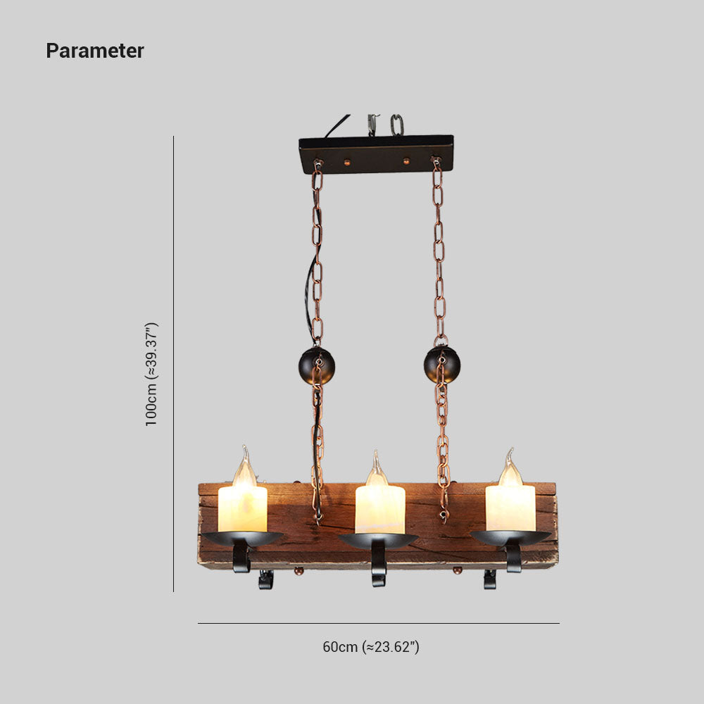 Epoch Suspension Sectangulaire Vintage, Metal/Bois, Marron, Salon - Neutralighting