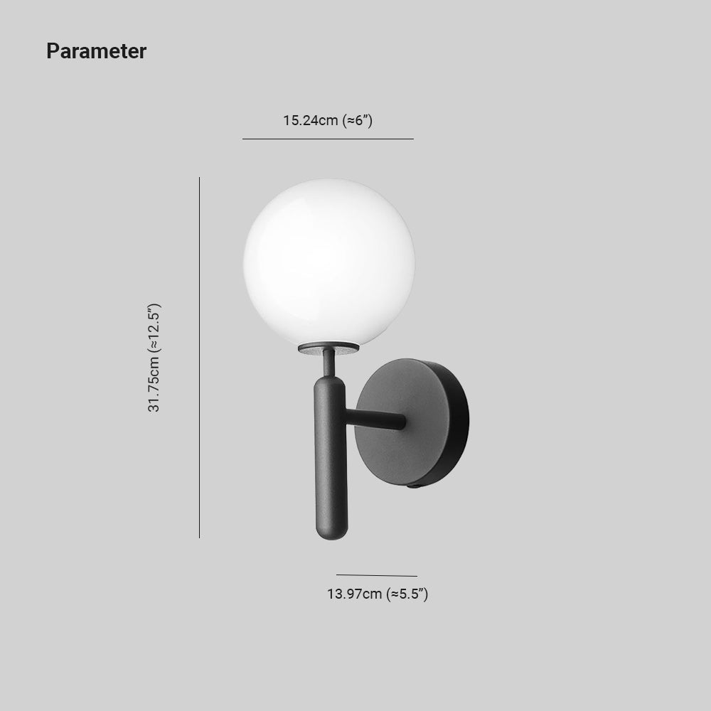 Valentina Applique Murale LED Boule Simple Moderne Métal/Verre Noir/Or Couloir/Chambre/Salon - Neutralighting