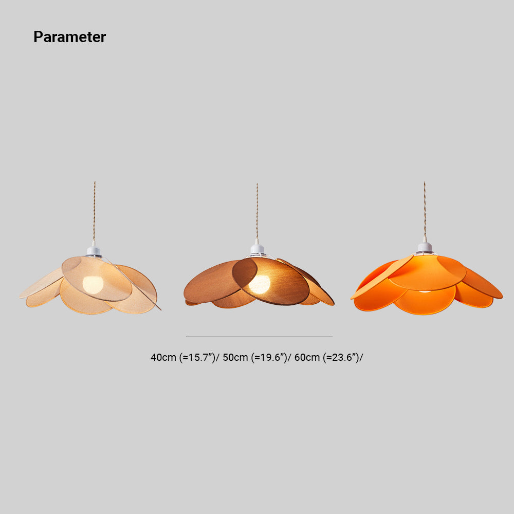 Ritta Suspension Petale Contemporain, Metal/Tissu, Orange/Marron/Beige, Salon - Neutralighting