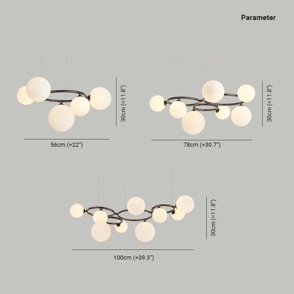 Valentina Luminaires Suspensions Anneau Moderne Métal/Verre Noir/Blanc/Gris/Doré Chambre à Coucher