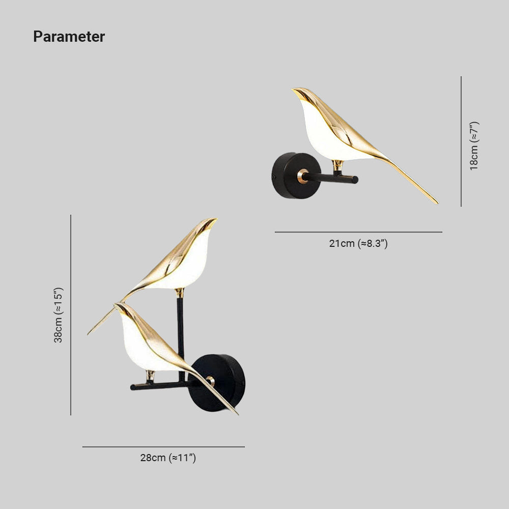 Lampe murale de chevet d'oiseau de pie d'art de style nordique